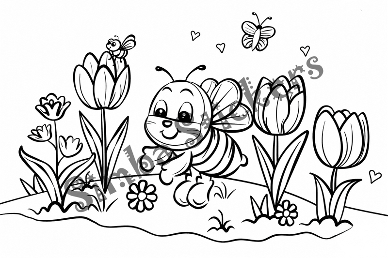 Colouring pages, bundle of bees, 50 images