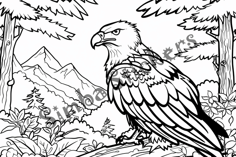 Colouring pages, bundle of eagles 2, 25 images