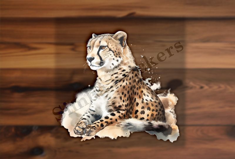 Cheetah sitting, watercolour
