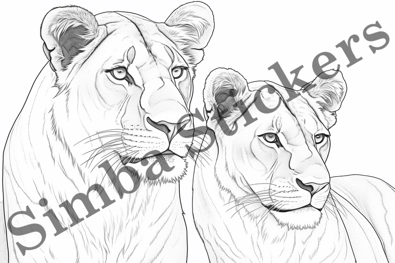 Colouring pages, Bundle of lions, 25 images