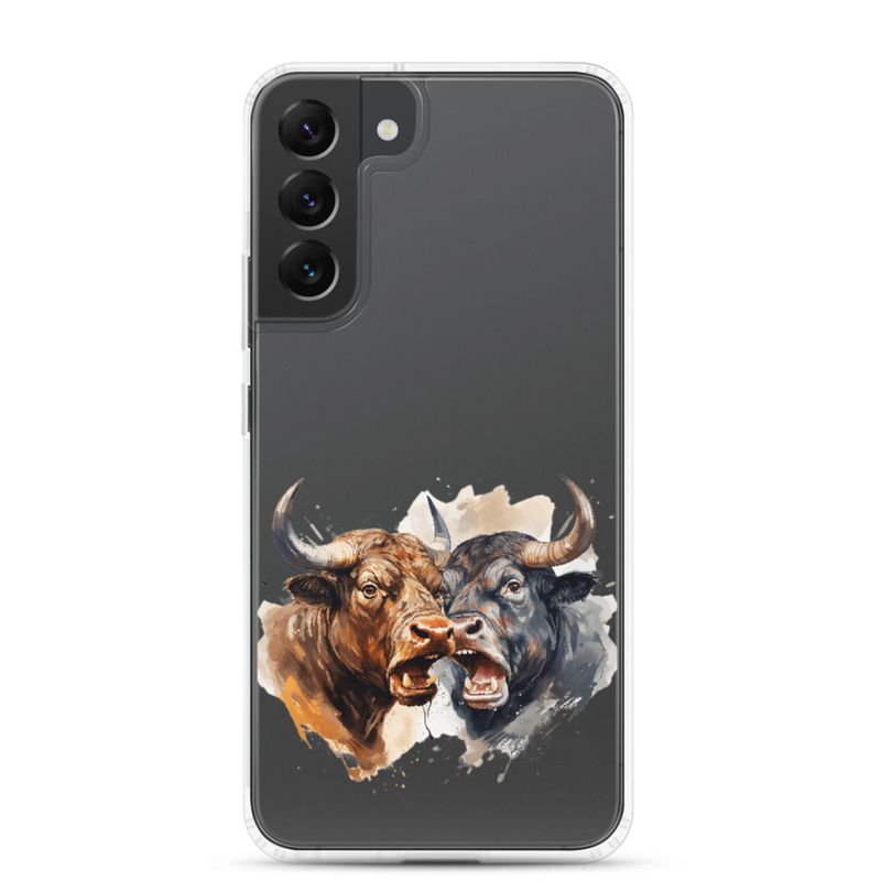 Clear Case for Samsung, Bulls facing up to each other, watercolour, dx5eff