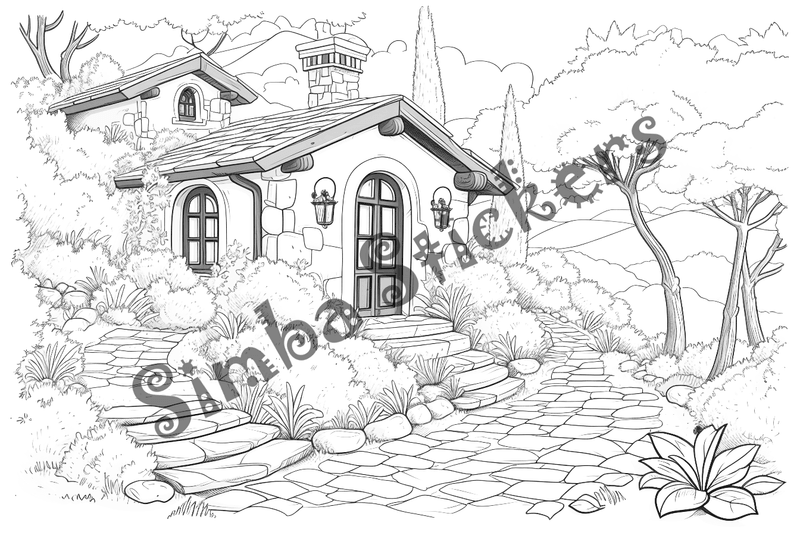 Colouring pages, bundle of houses, 25 images 2