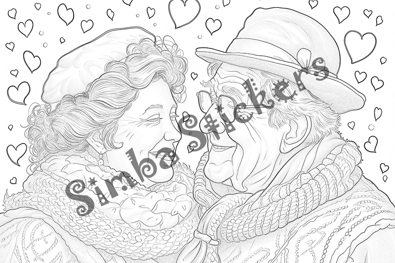 Colouring pages, bundle of people, grandparents and family, 25 images