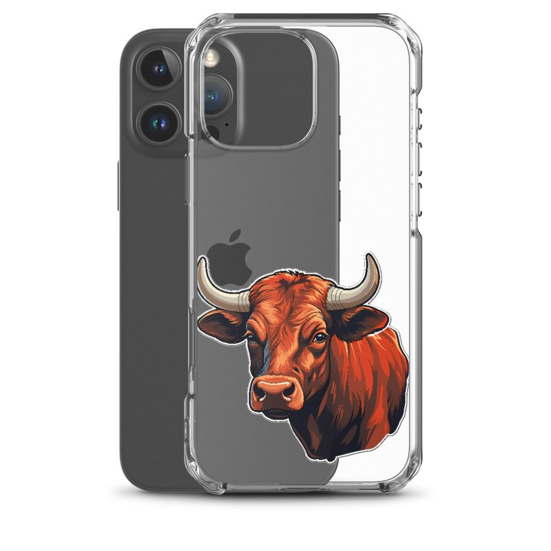 Clear Case for iPhone, Bull face, partial side view, bpor80