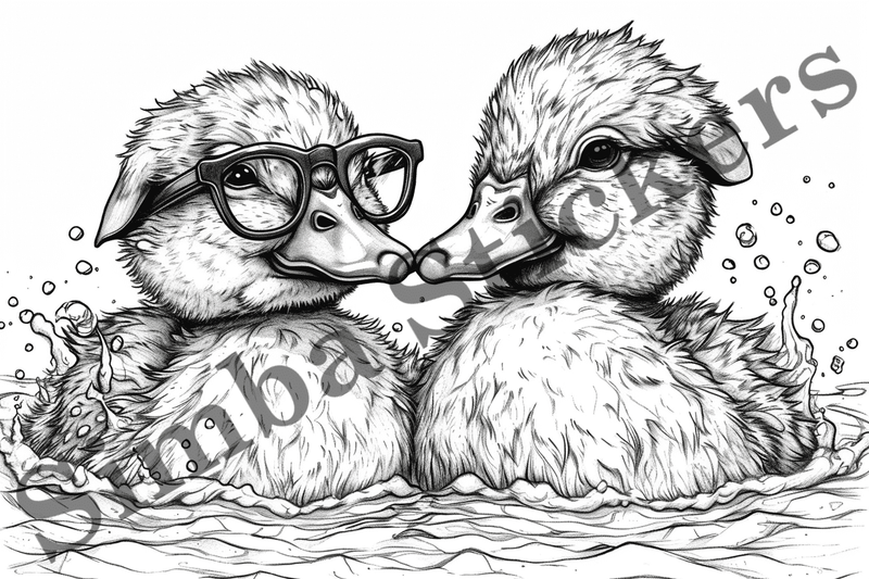 Colouring pages, Bundle of ducks in love, 25 images