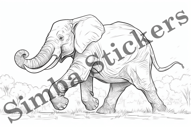 Colouring pages, Bundle of elephants, 25 images
