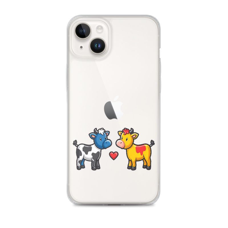 Clear Case for iPhone, Cattle, bull and cow in love, both colourful, zbyzzs