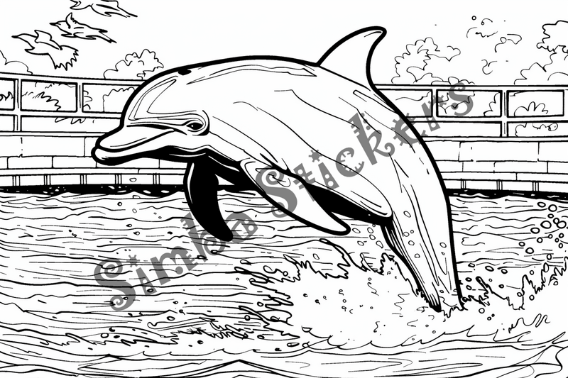 Colouring pages, bundle of dolphins, 25 images