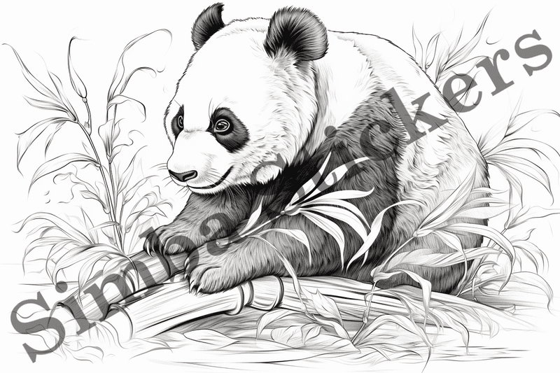 Colouring pages, bundle of pandas, 10 images, ecxuux