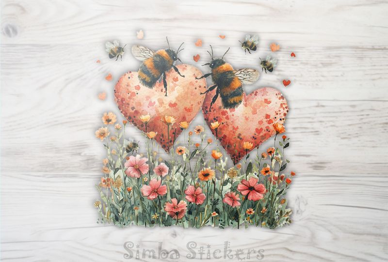 Bees in love with romantic heart-shaped pollen