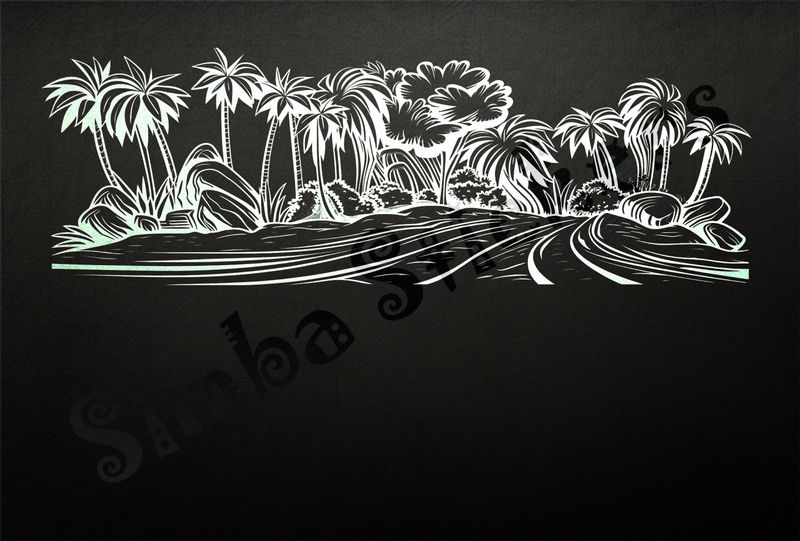 Equatorial Rainforest landscape, wide road, outline art