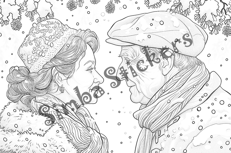 Colouring pages, bundle of people, grandparents in love, 25 images