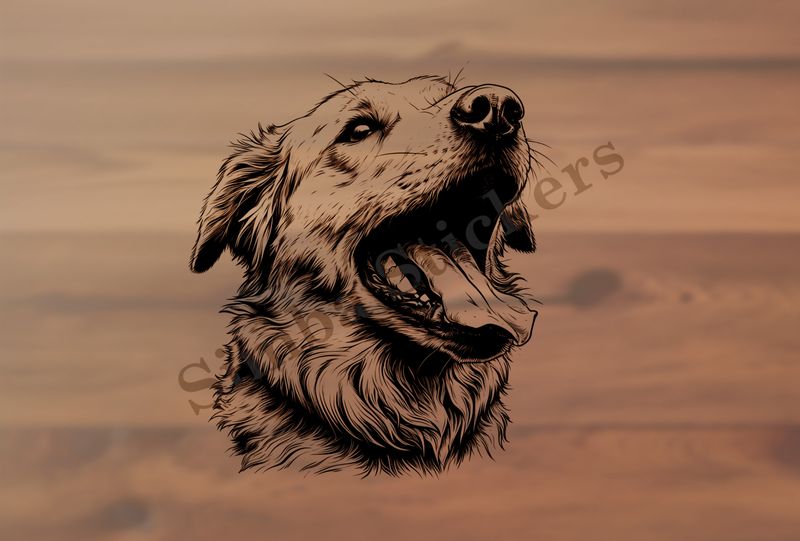 Dog panting, outline art, nejznf