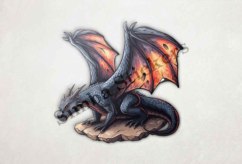 Black dragon with focused stare, homing in on prey