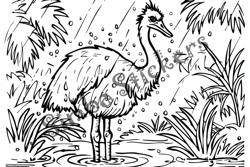 Colouring pages, bundle of ostriches, 50 images