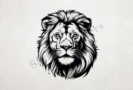 Majestic lion face, outline art, afrjkv