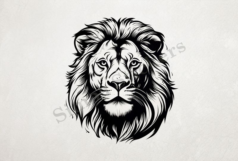 Majestic lion face, outline art, afrjkv