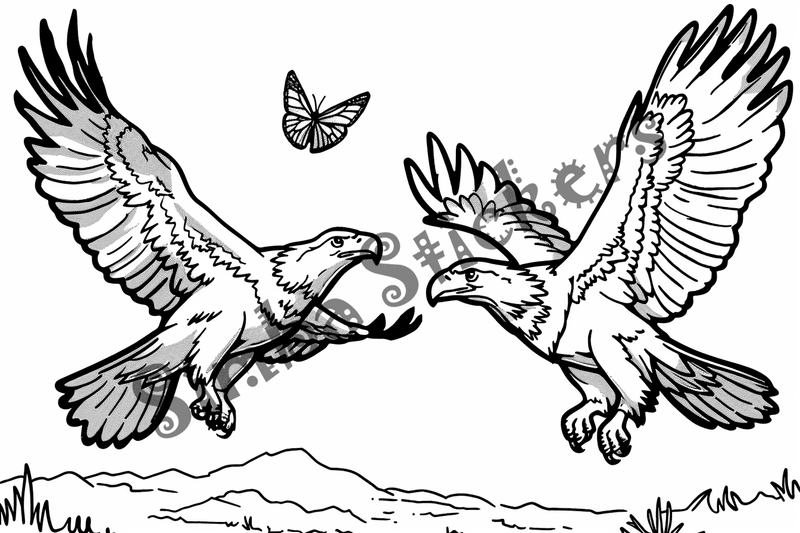 Colouring pages, bundle of eagles in love, 10 images