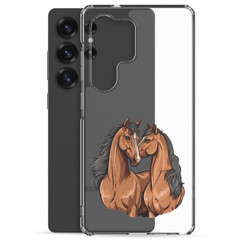 Clear Case for Samsung, Two brown horses snuggling, tdwcyd