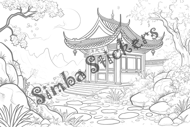 Colouring pages, bundle of houses, 25 images