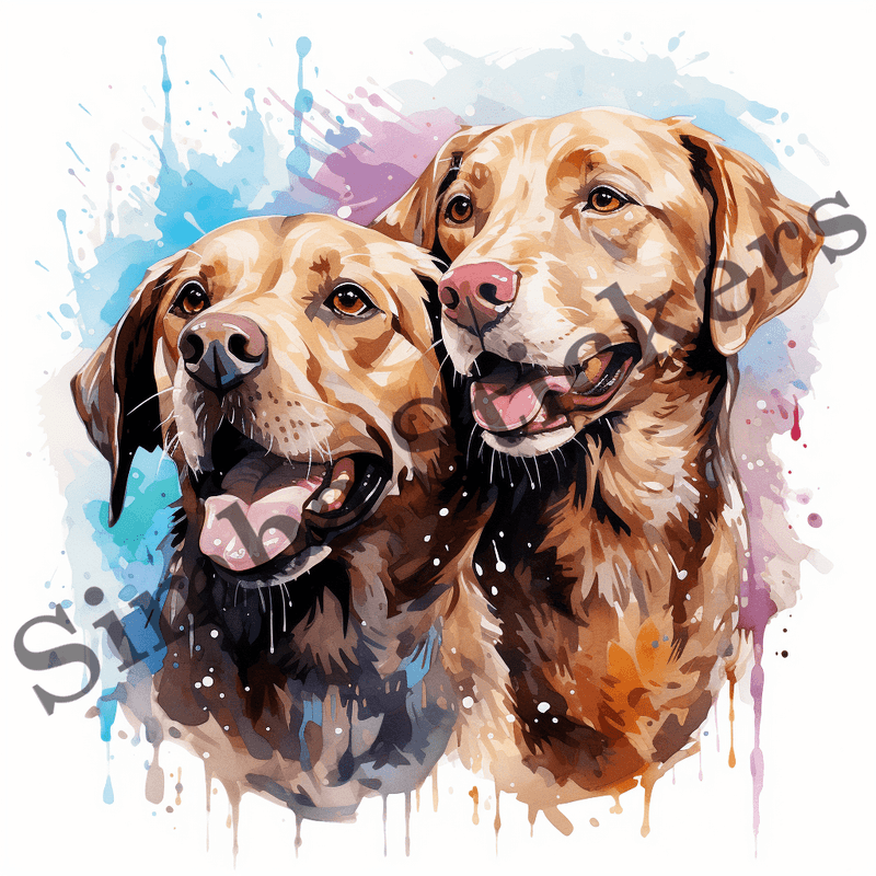 Labrador Retriever dogs, watercolour, image set, 10 images