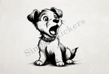 Puppy dog gasping, outline art
