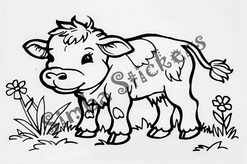 Colouring pages, bundle of cattle calves, 10 images