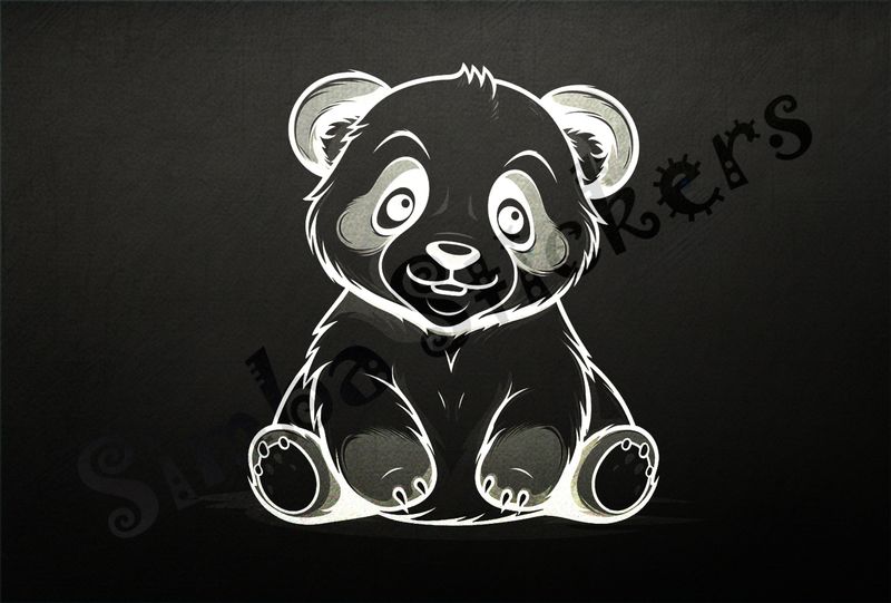 Panda looking cute, sitting, outline art, gdrr7i