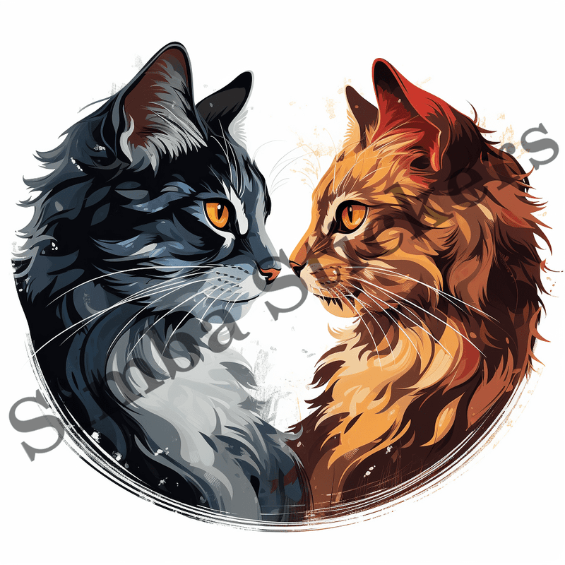 Cats in love, nose-to-nose, image set, 10 images