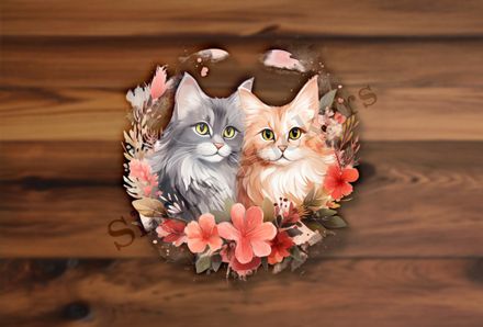 Cats in love, watercolour