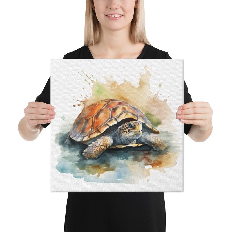 Canvas Print, 16x16, Tortoise, watercolour 