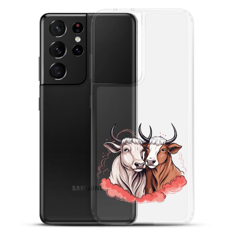 Clear Case for Samsung, Bull and cow, romantic, reddish clouds, qoucds