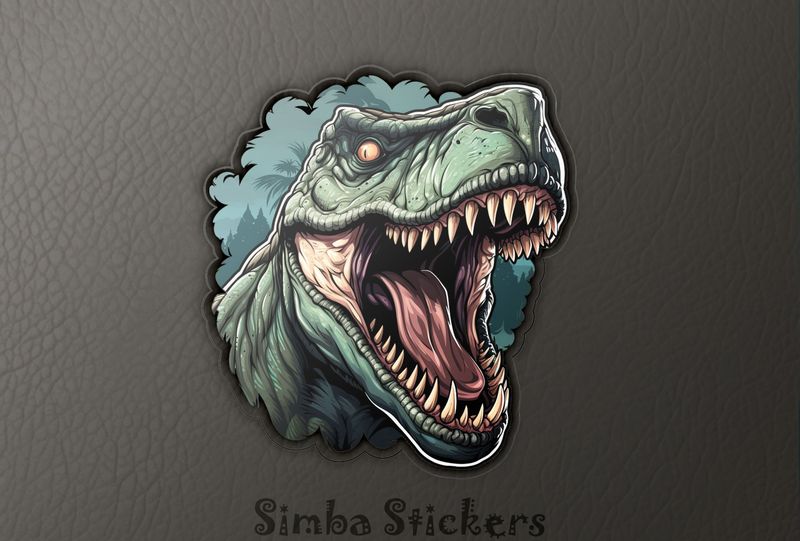 Dinosaur roaring with mouth wide open