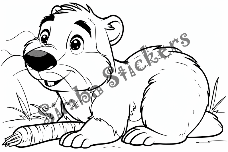 Colouring pages, bundle of singualar beavers, 10 images