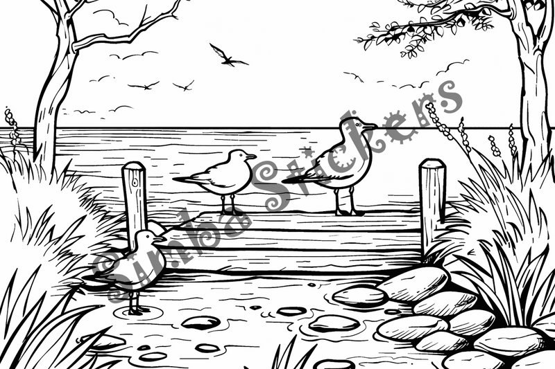 Colouring pages, bundle of seagulls 2, 25 images