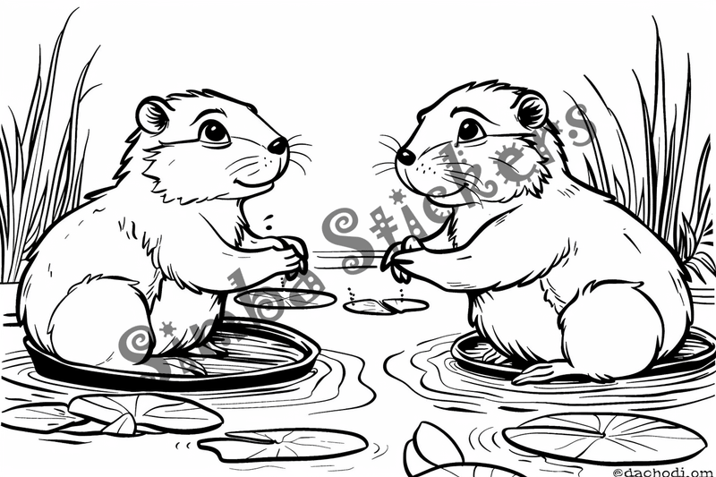 Colouring pages, bundle of beavers, 25 images