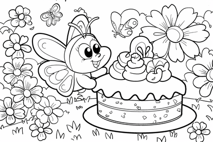 Colouring pages, bundle of butterflies over food or flowers, 25 images