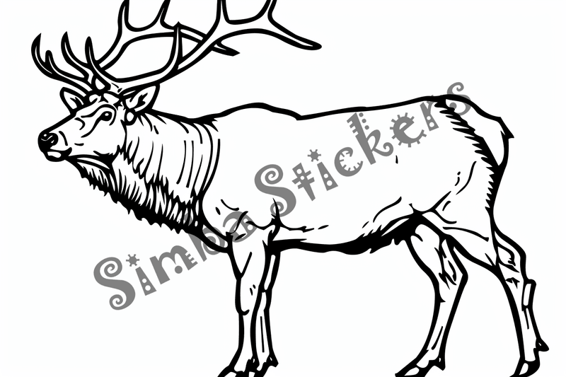 Colouring pages, bundle of singular elks, 10 images