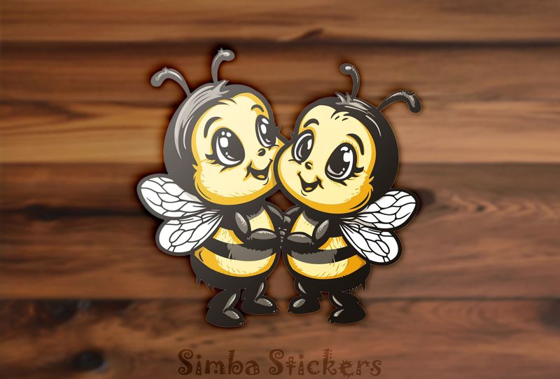 Bees in love cheek-to-cheek- arm-in-arm