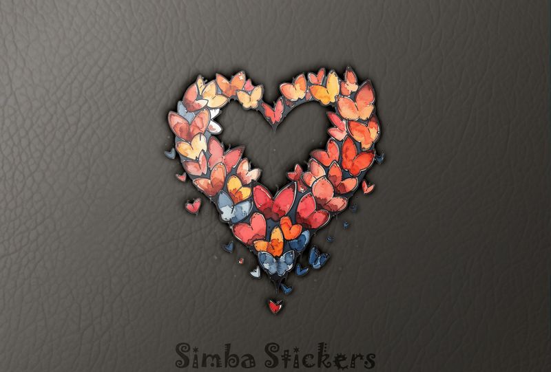 Butterflies swarming to form romantic Valentine&#x27;s heart shape, watercolour, doljm0