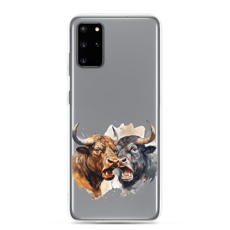 Clear Case for Samsung, Bulls facing up to each other, watercolour, dx5eff