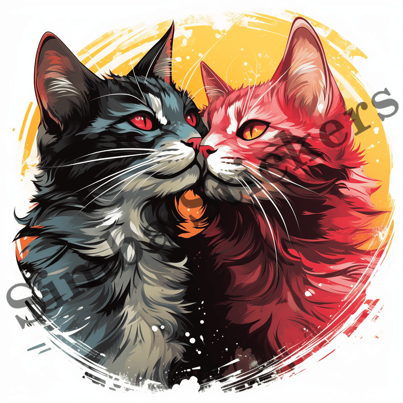 Cats in love, image set, 10 images