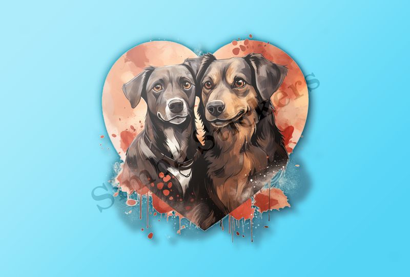 Dogs in love, watercolour