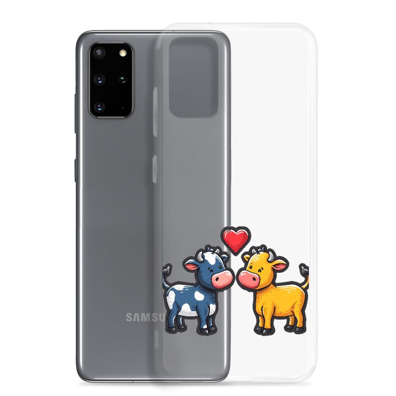 Clear Case for Samsung, Cattle, bull and cow in love, colourful , heart in picture, fvta2y