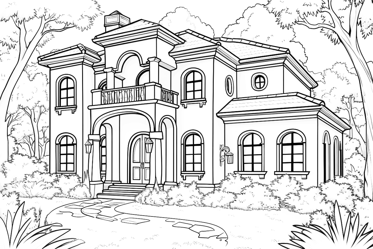 Colouring pages, bundle of houses, 25 images