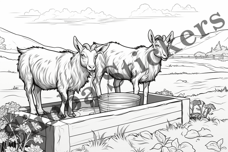Colouring pages, Bundle of goats, 25 images