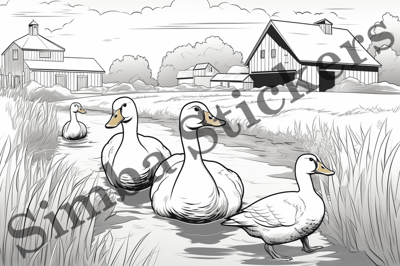 Colouring pages, Bundle of ducks, 10 images