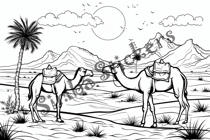 Colouring pages, bundle of Sahara Desert, 25 images 2