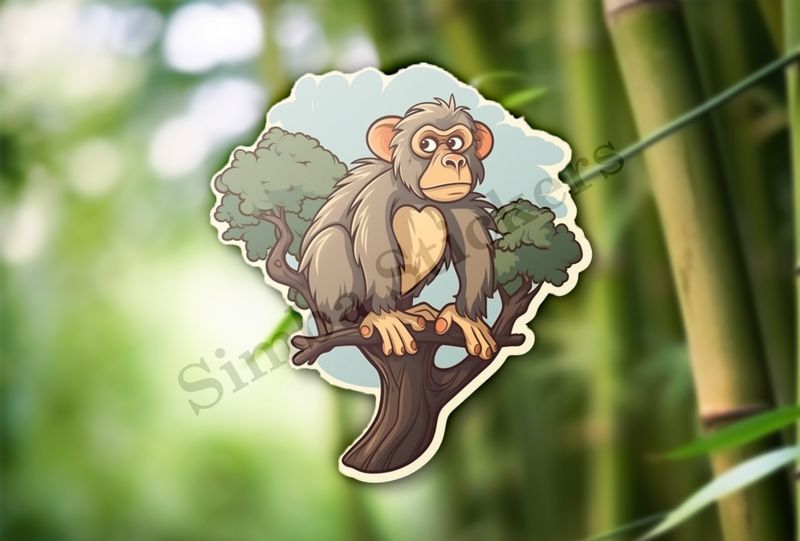 Baboon on branch in a tree