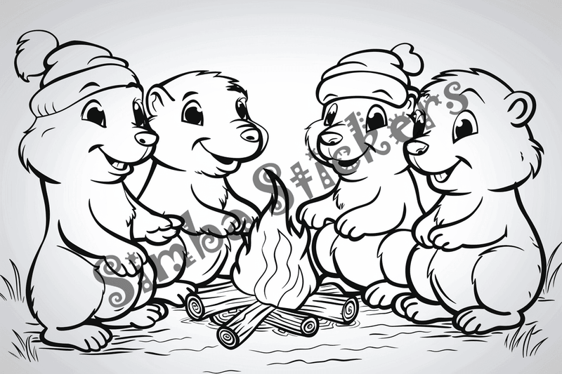 Colouring pages, bundle of groundhogs, 25 images